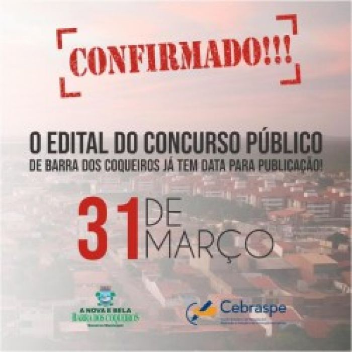 Prefeitura da Barra dos Coqueiros confirma publicação do edital do concurso para o dia 31 de Março