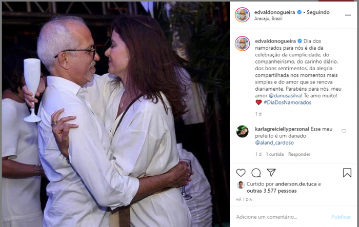 Políticos sergipanos homenageiam seus pares românticos nas redes sociais