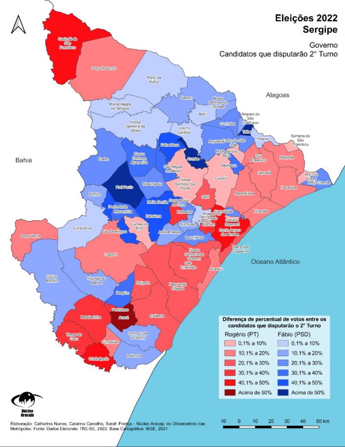 Territórios das eleições em Sergipe na disputa para governador