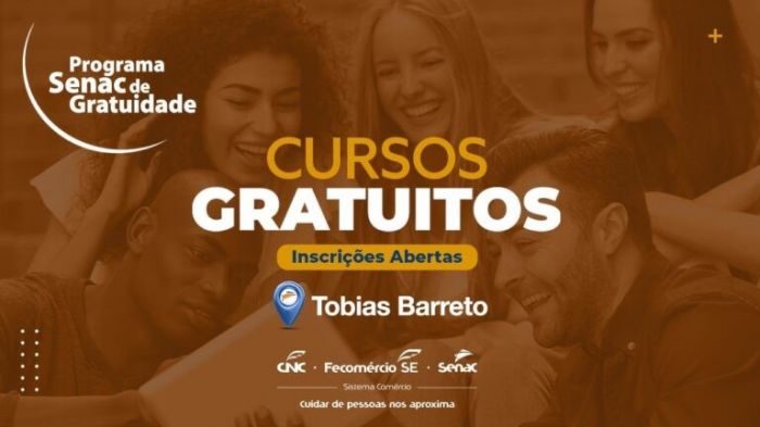 Cursos gratuitos: Senac Tobias Barreto oferta 125 vagas em sete diferentes cursos